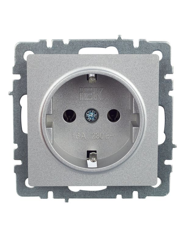 Розетка BRITE РС11-1-0-БрА 16А с заземл. без защ. шторки механизм алюм. IEK BR-R11-16-K47