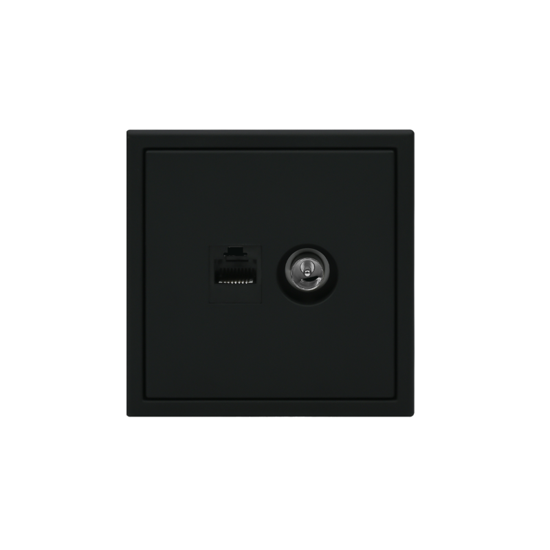 Розетка компьютерная + телевизионная 2-м СП ArtGallery RJ45 кат.5E + TV механизм карбон SE GAL001089