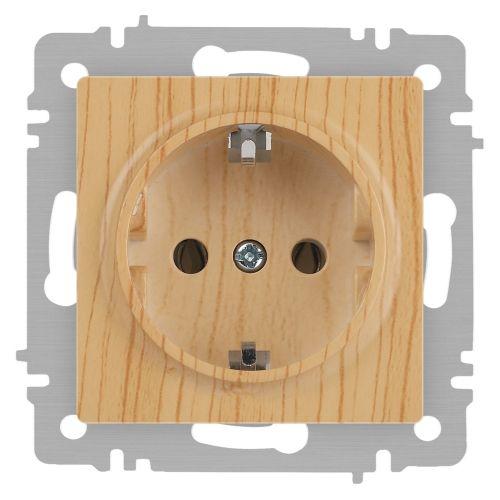 Розетка 1-м СП Accent 6-202-11 16А IP20 250В 2P+E Schuko сосна Intro Б0063706