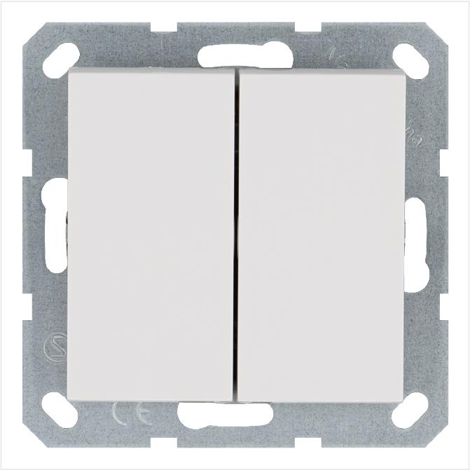 Переключатель перекрестный 2-кл. 10А IP20 механизм бел. глянцевый Jasmart G3014W