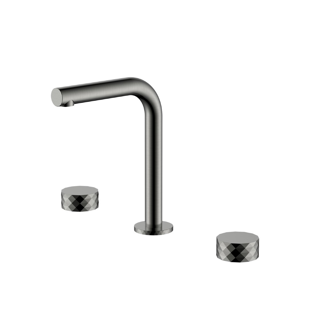 Смеситель на столешницу STICK DIAMOND на 3 отв. Shine Gun Metal