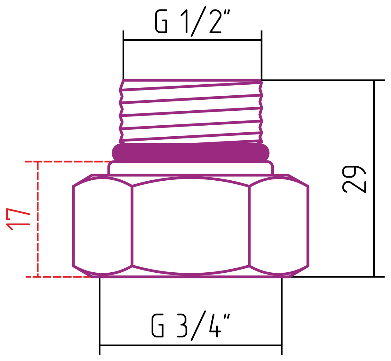 Комплект фитингов прямой G 3/4" НГ х G 1/2" НР / 2 шт (Без покрытия) 02100-3412