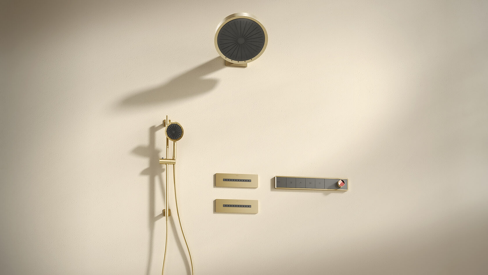 Душевой комплект ARROW ARQ14H889CG с ВНУТРЕННЕЙ ЧАСТЬЮ, с термостатом, брашированное золото