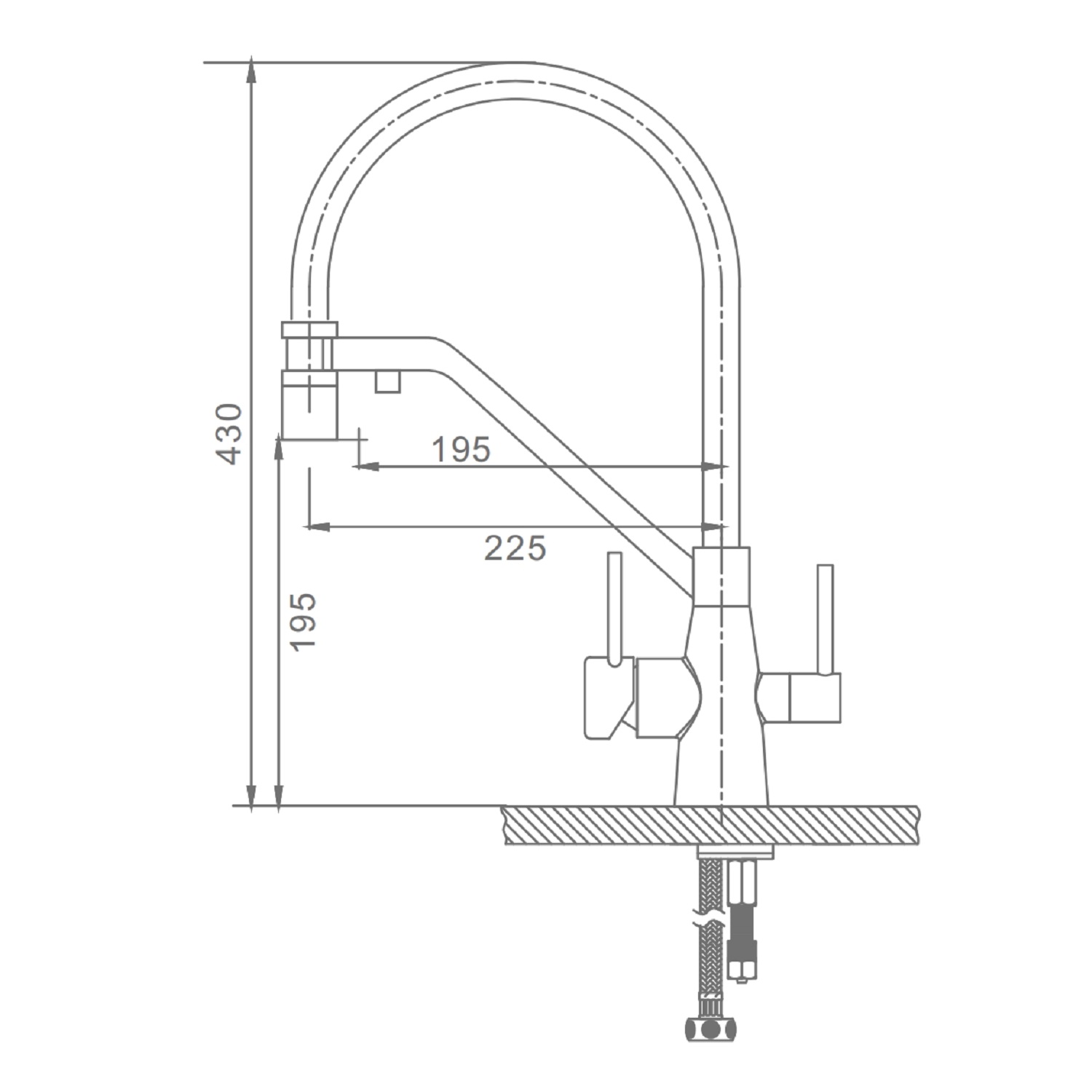 Смеситель для кухни с подключением фильтра Raglo R80.62.05, сатин