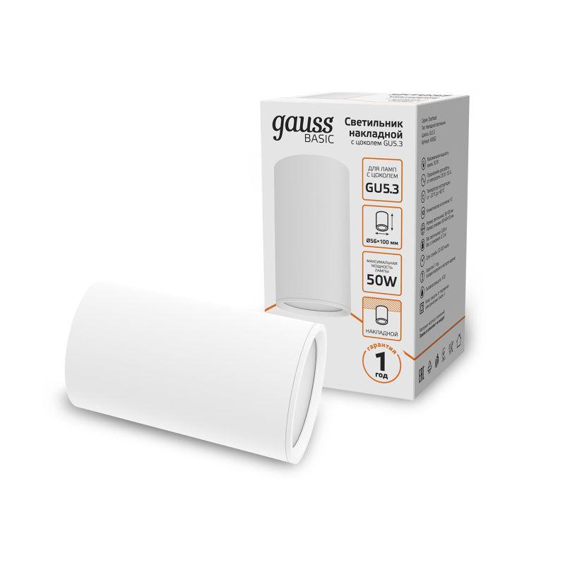 Светильник Basic накладной под лампу GU5.3 бел. GAUSS HD062