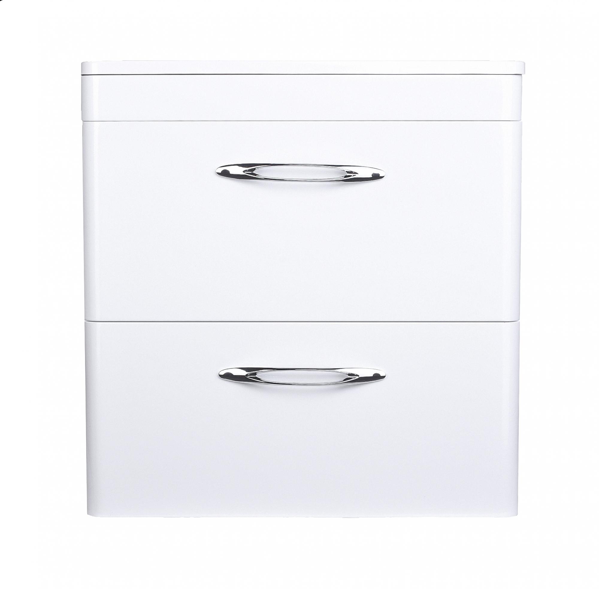 Тумба подвесная "Каре 70" (2 ящ.) Люкс белая, PLUS