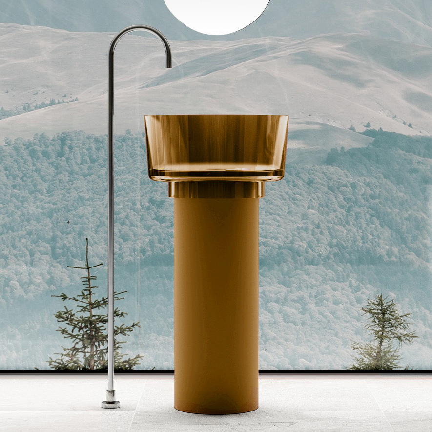 Раковина отдельностоящая прозрачная ABBER Kristall AT2702Vesuvian оливковая