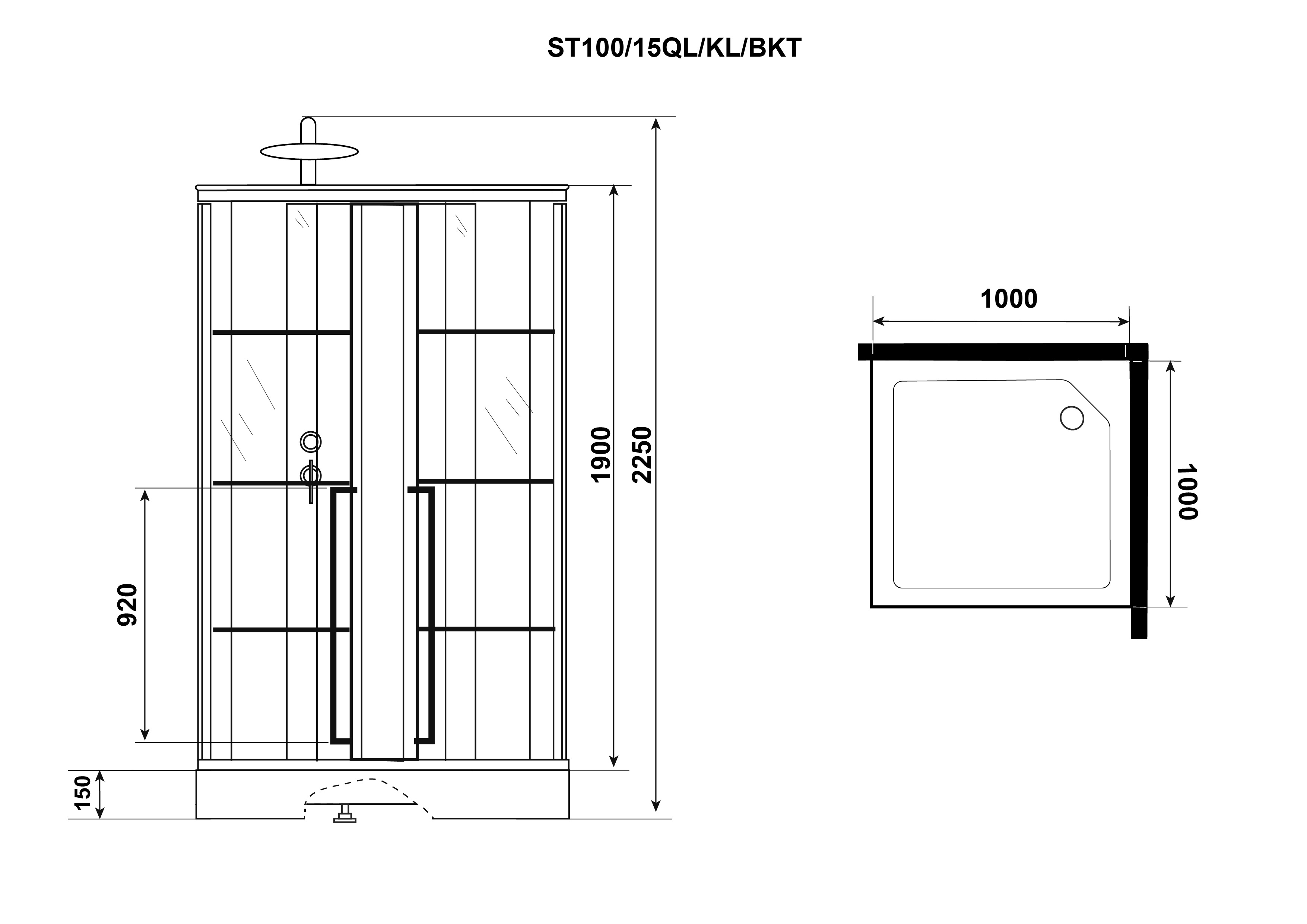 Душевая кабина Niagara Standart ST100/15QL/KL/BKT (1000х1000х2250)