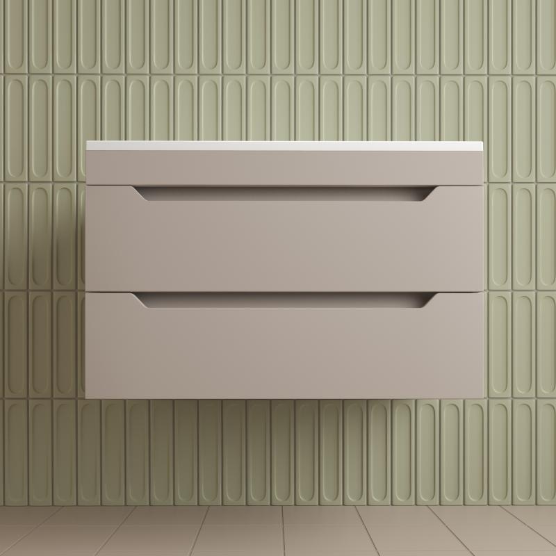 Тумба подвесная "Остин" под раковину Фортуна 80 2 ящ крем эмаль PLUS