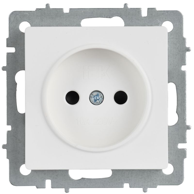 Розетка BRITE РС10-1-0-БрАБ 10А без заземл. без защ. шторок механизм арктич. бел. IEK BR-R10-10-K91