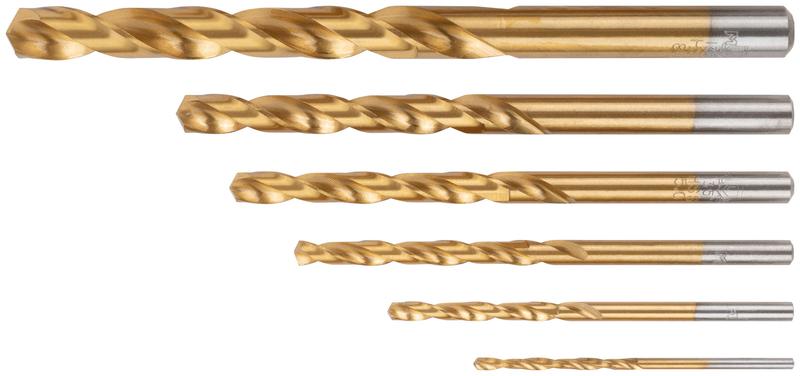 Набор сверл по металлу HSS шлифованные титановое покрытие угол заточки 135град. пласт. кейс 6шт (2-3-4-5-6-8мм) MOS 35731М