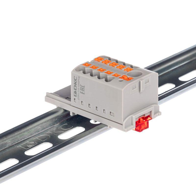 Блок распределительный зажим push-in 1 ввод 6кв.мм 10 точек подключения 2.5кв.мм сер. DKC DTP1-110-104SPUG