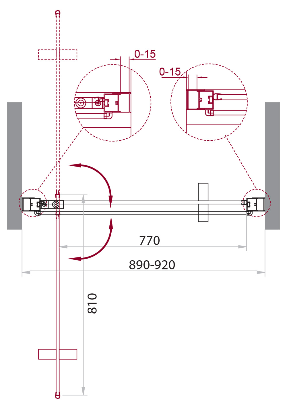 Душевая дверь BelBagno MARMI-B-1-90-C-Cr