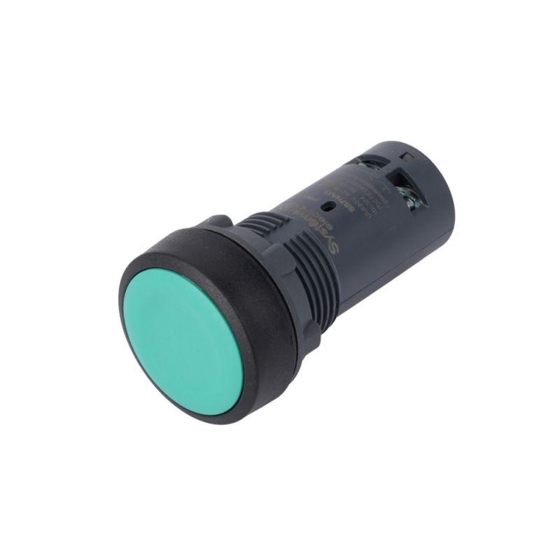 Кнопка моноблочная SB7 22мм с возвратом пластик 1НО+1НЗ IP65 зел. SE SB7NA35
