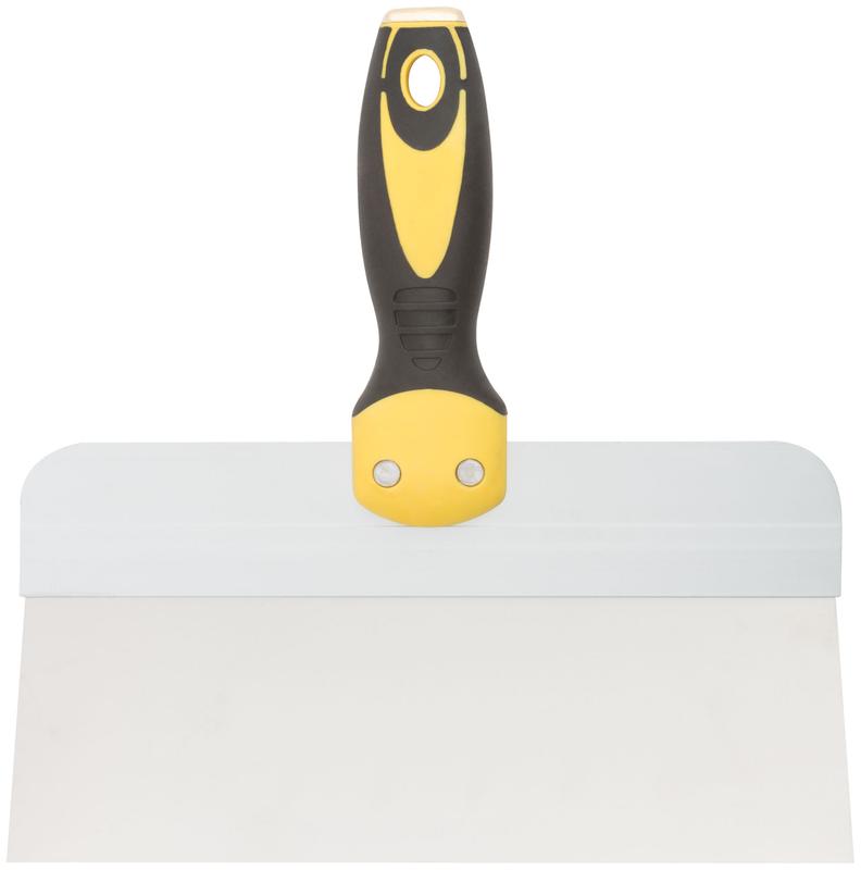 Шпатель фасадный нержавеющий профи прорезиненная ручка сметал. бойком 250мм FIT 06443