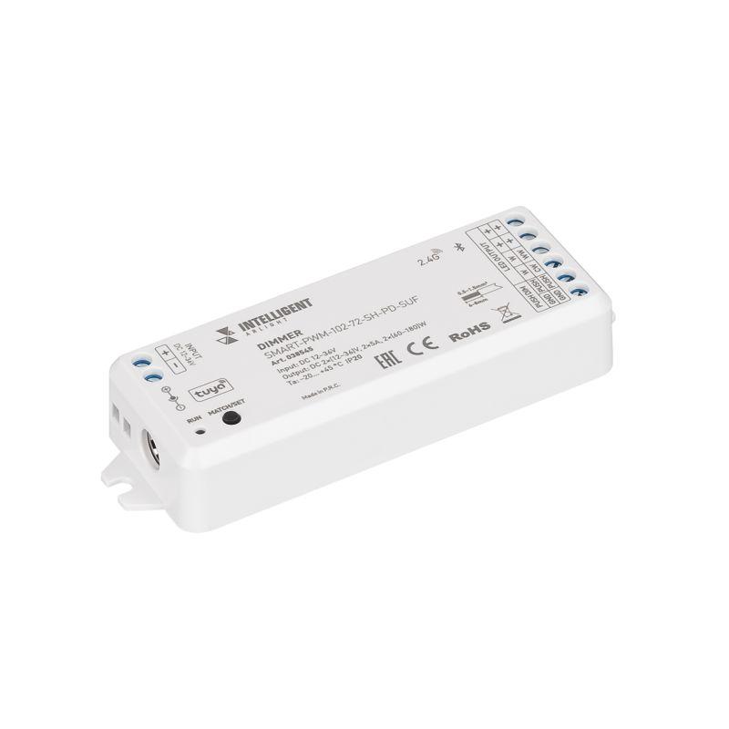 Диммер SMART-PWM-102-72-SH-PD-SUF 12-36В 2х5А TUYA BLE 2.4G IP20 пластик INTELLIGENT ARLIGHT 038545