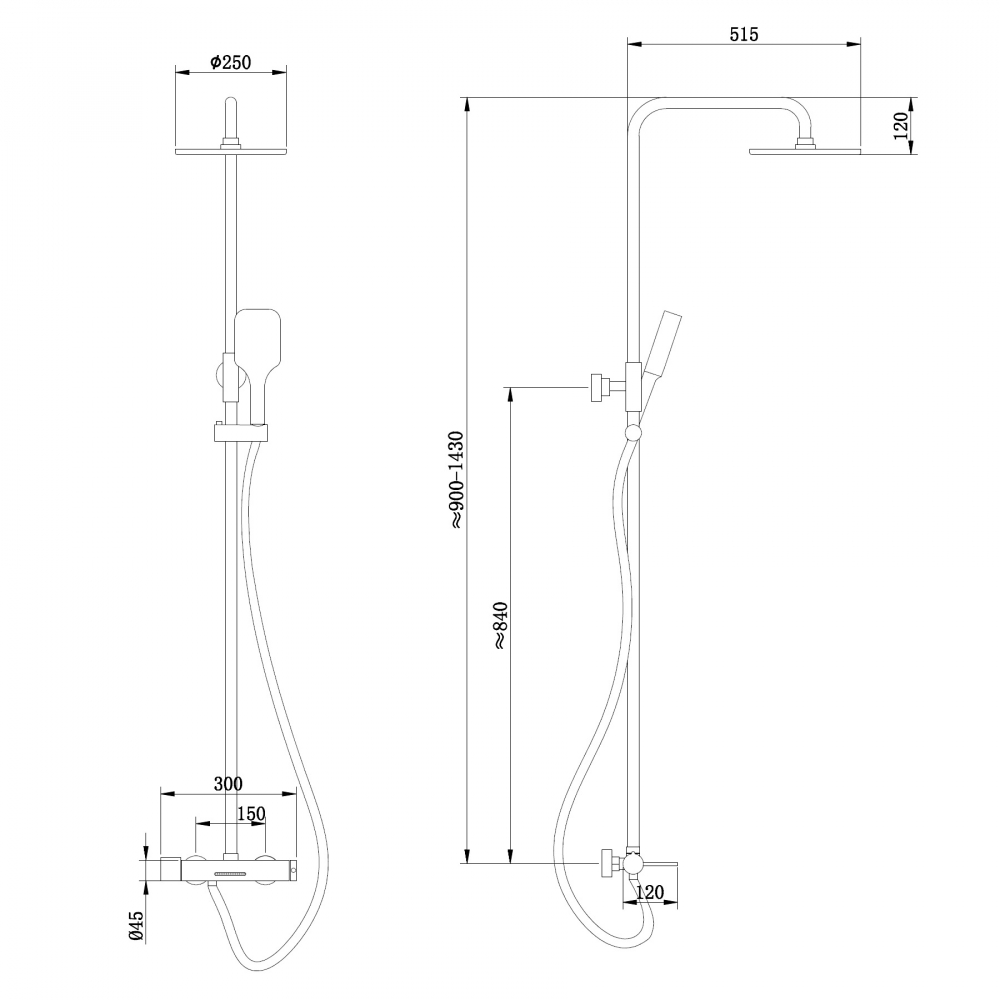 Душевая стойка ABBER Emotion AF8816GL с изливом, золото матовое