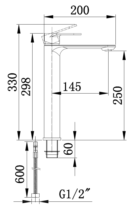 Смеситель SANTA XLB для раковины, черный, высокий BOCH MANN BM8597