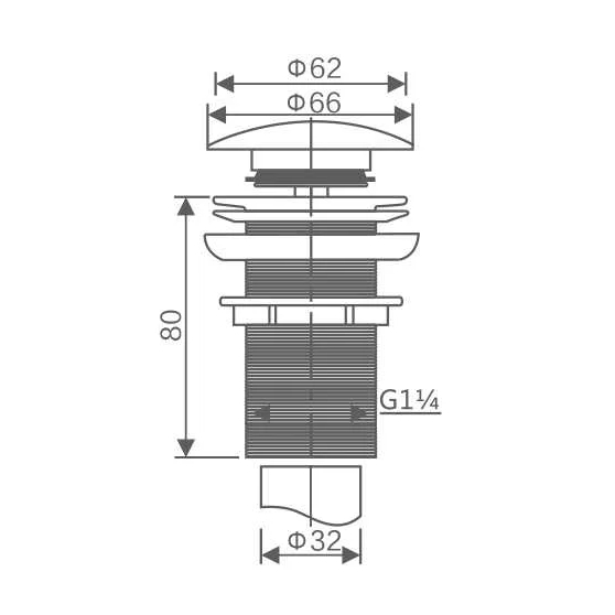 Донный клапан с переливом Savol S-XS001B, золото
