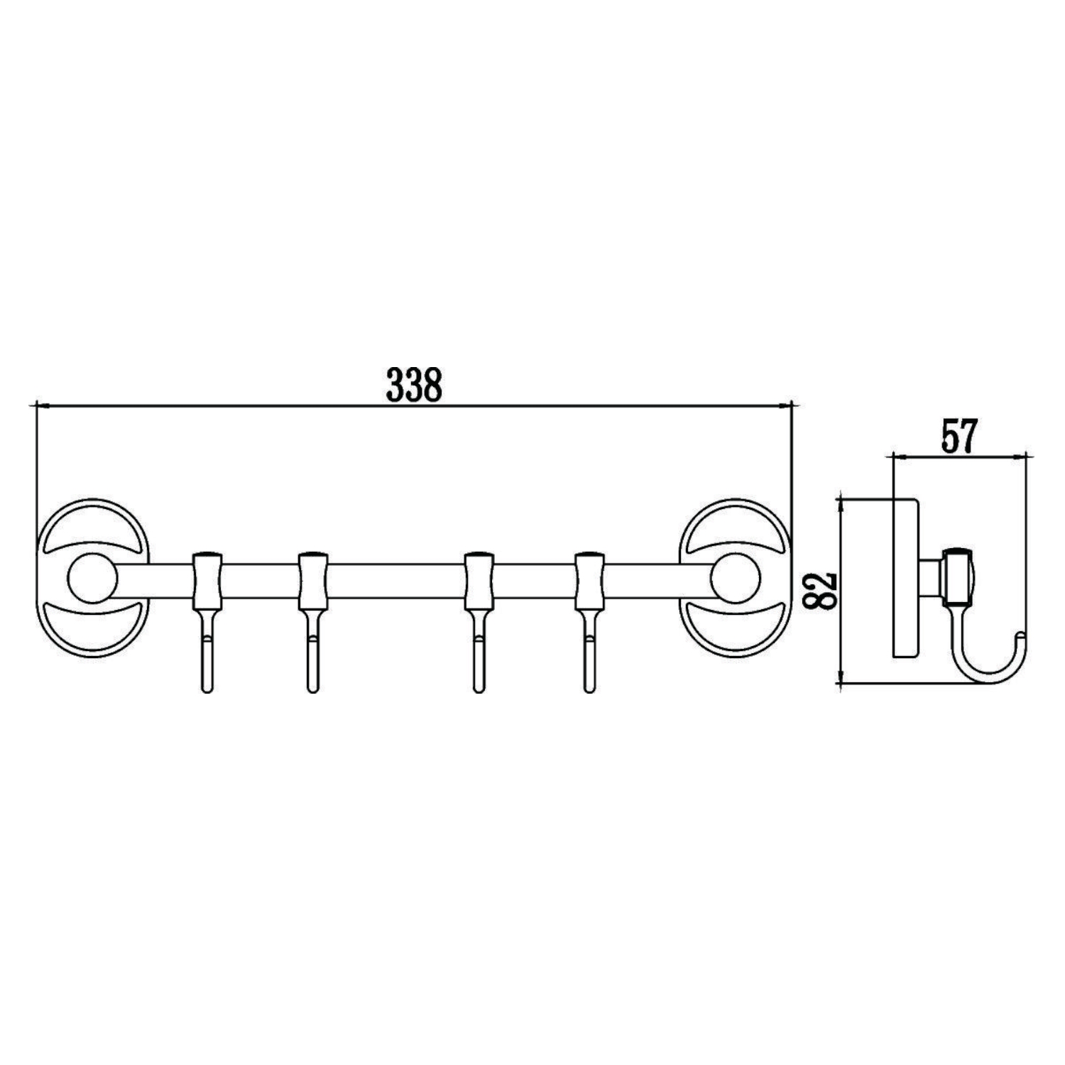 Планка с крючками Savol S-008204, хром
