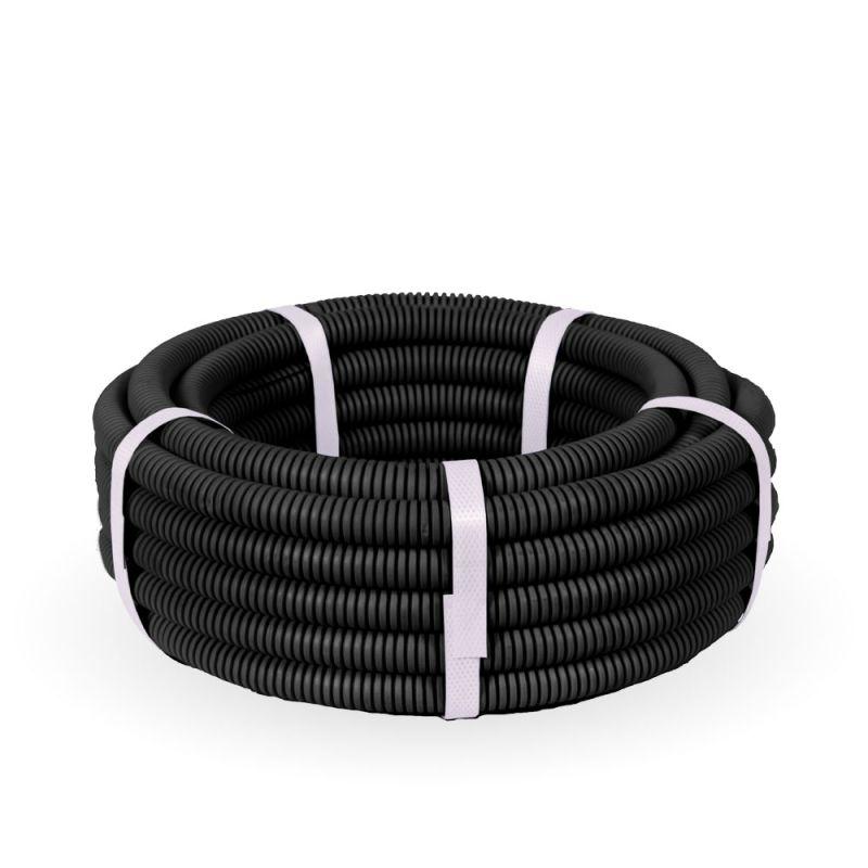 Труба гофрированная ПВХ легкая d16мм с протяжкой 350 Н черн. (уп.10м) Промрукав PR01.0143