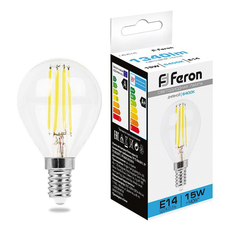 Лампа светодиодная 15Вт 230В E14 6400К прозрачн. LB-515 FERON 38251