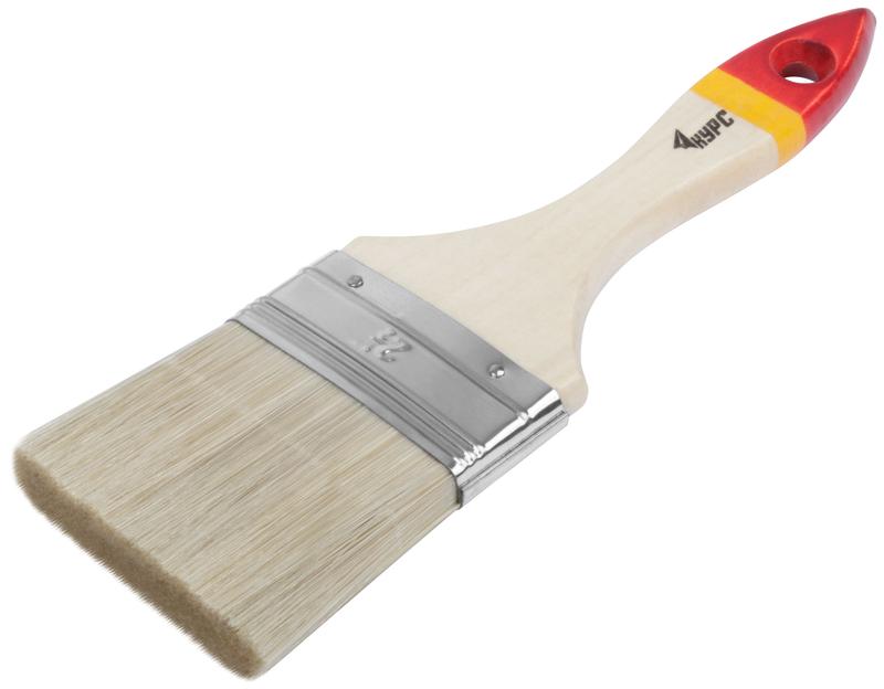 Кисть флейцевая "Модерн" 2.5дюйм (63мм) искусственная щетина деревянная ручка КУРС 00866