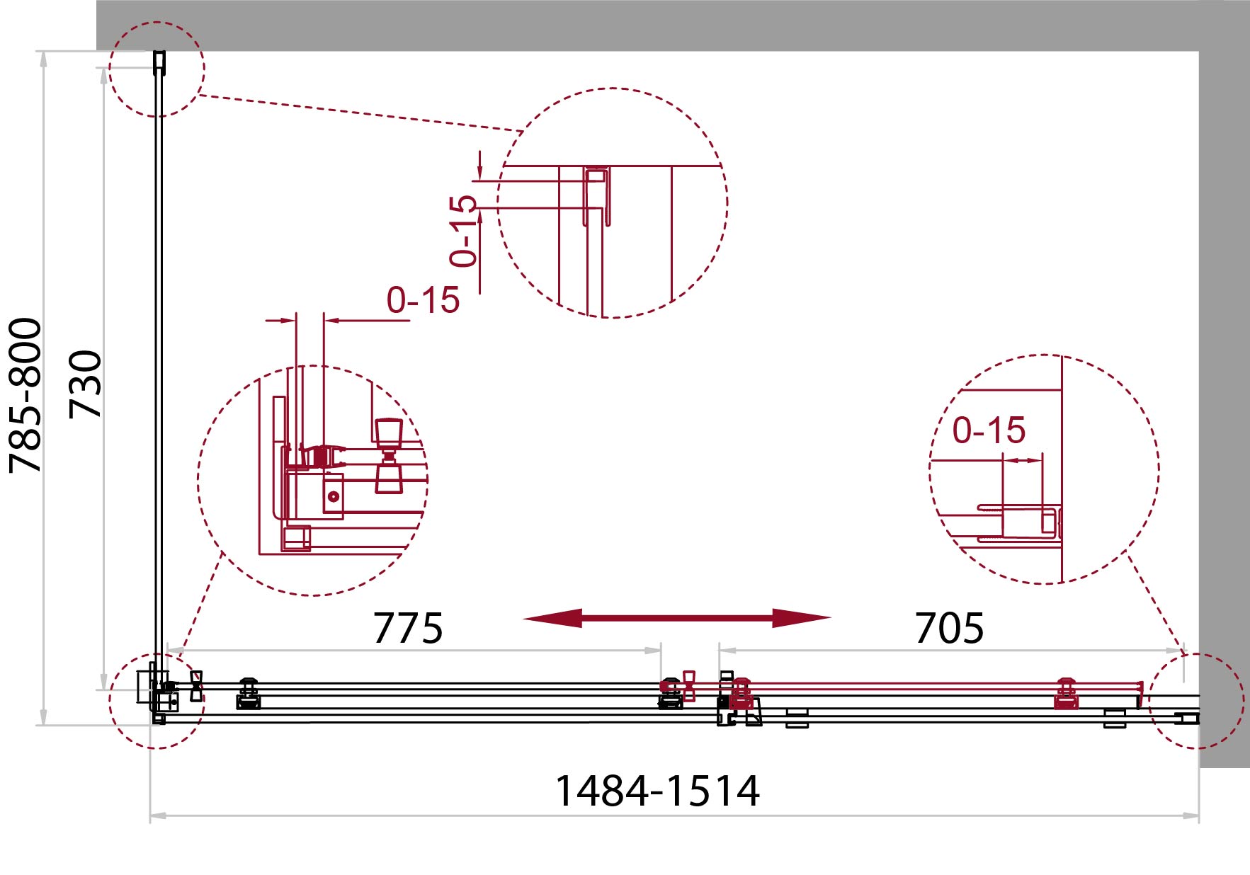 Душевой уголок BelBagno ACQUA-AH-1-150/80-C-Cr