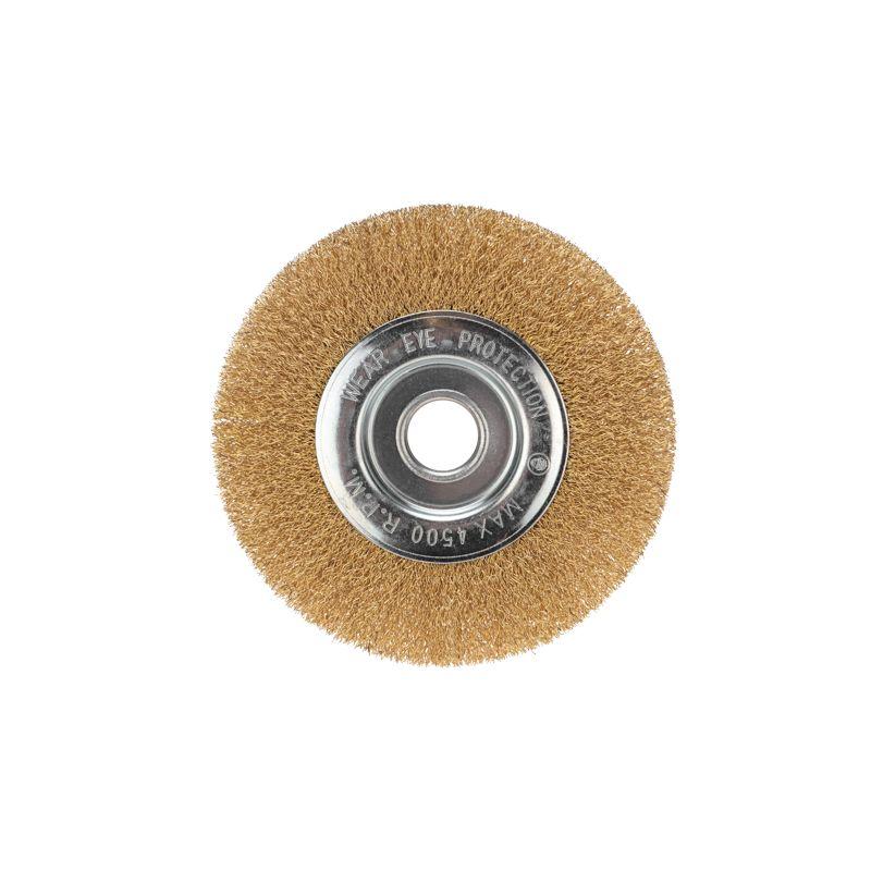 Щетка дисковая для УШМ витая латунированная проволока 150мм отв. 22.23мм Kranz KR-91-1232