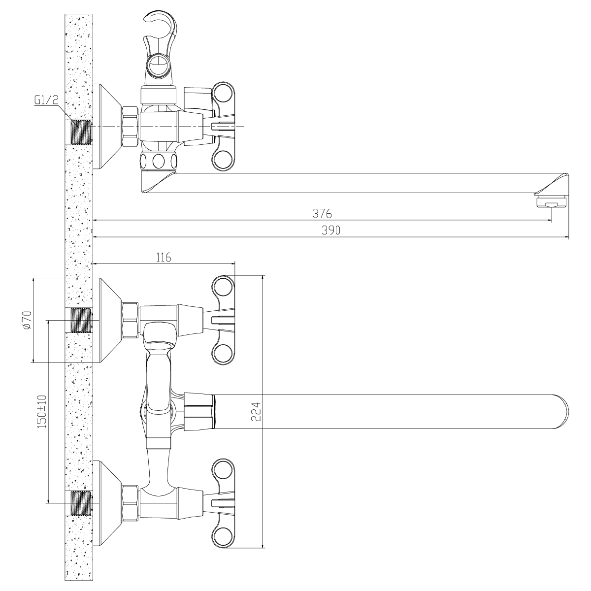 Смеситель для ванны Rossinka RS42 (RS42-80)