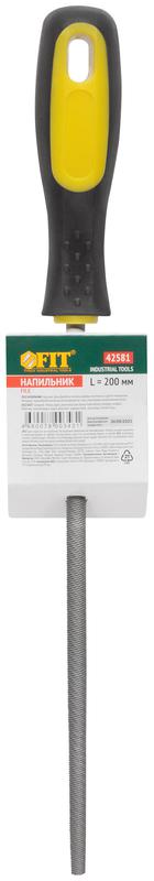 Напильник прорезиненная ручка круглый 200мм FIT 42581