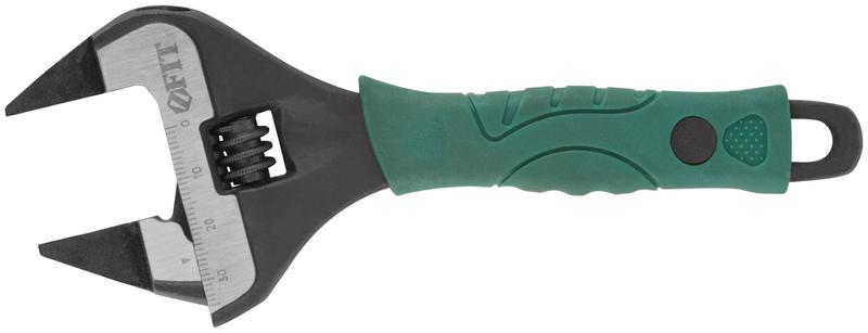 Ключ разводной "Карат" CrV обточенные узкие губки шкала увелич.захват прорезин.ручка 150мм (34мм) FIT 70201