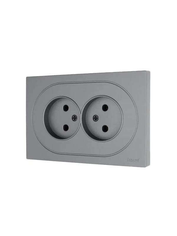 Розетка 2-м СП OSEN без заземл. ПБТ механизм сер. матов. LEZARD 743-7400-128B