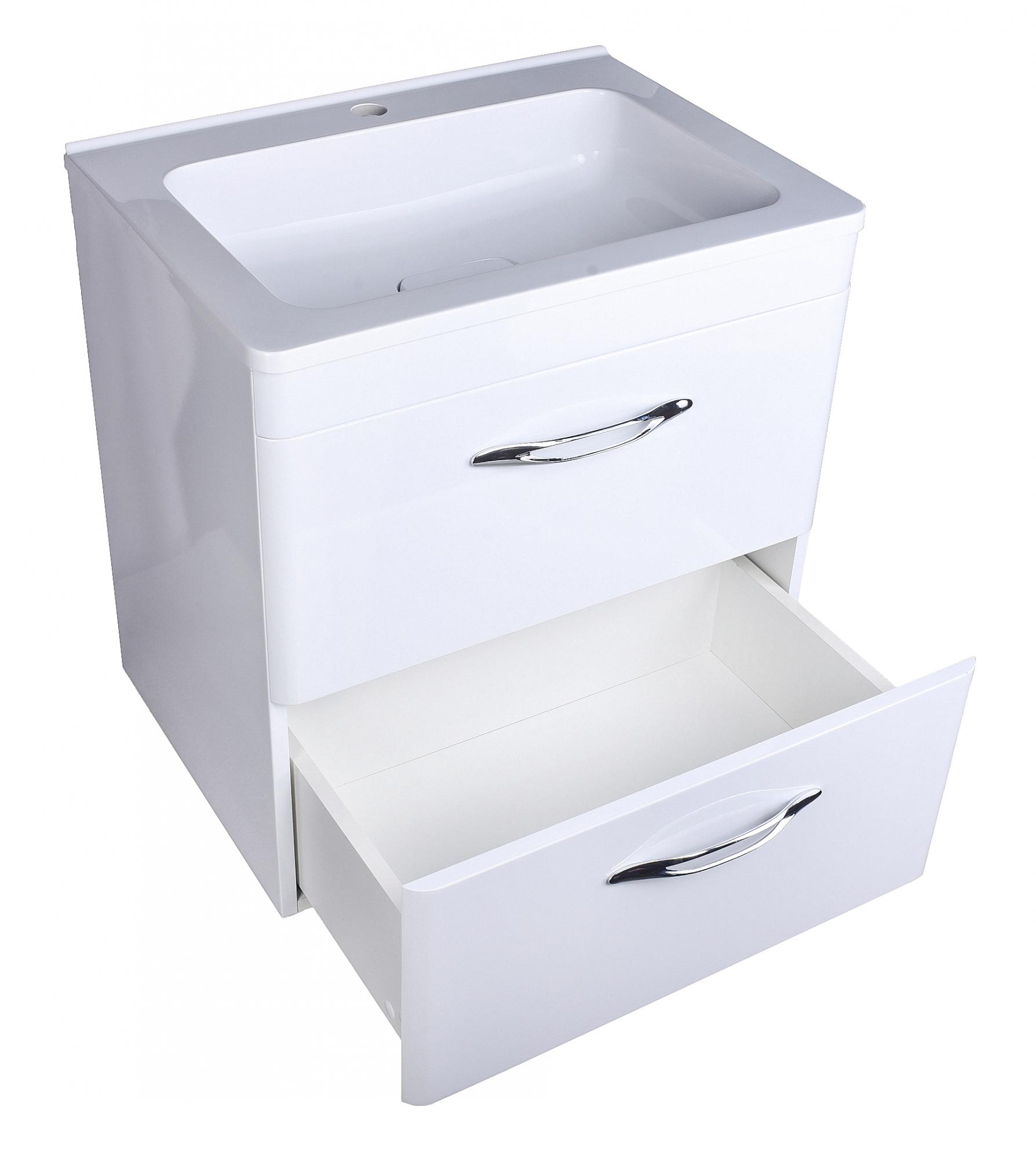 Тумба подвесная "Каре 60" (2 ящ.) Люкс белая, PLUS