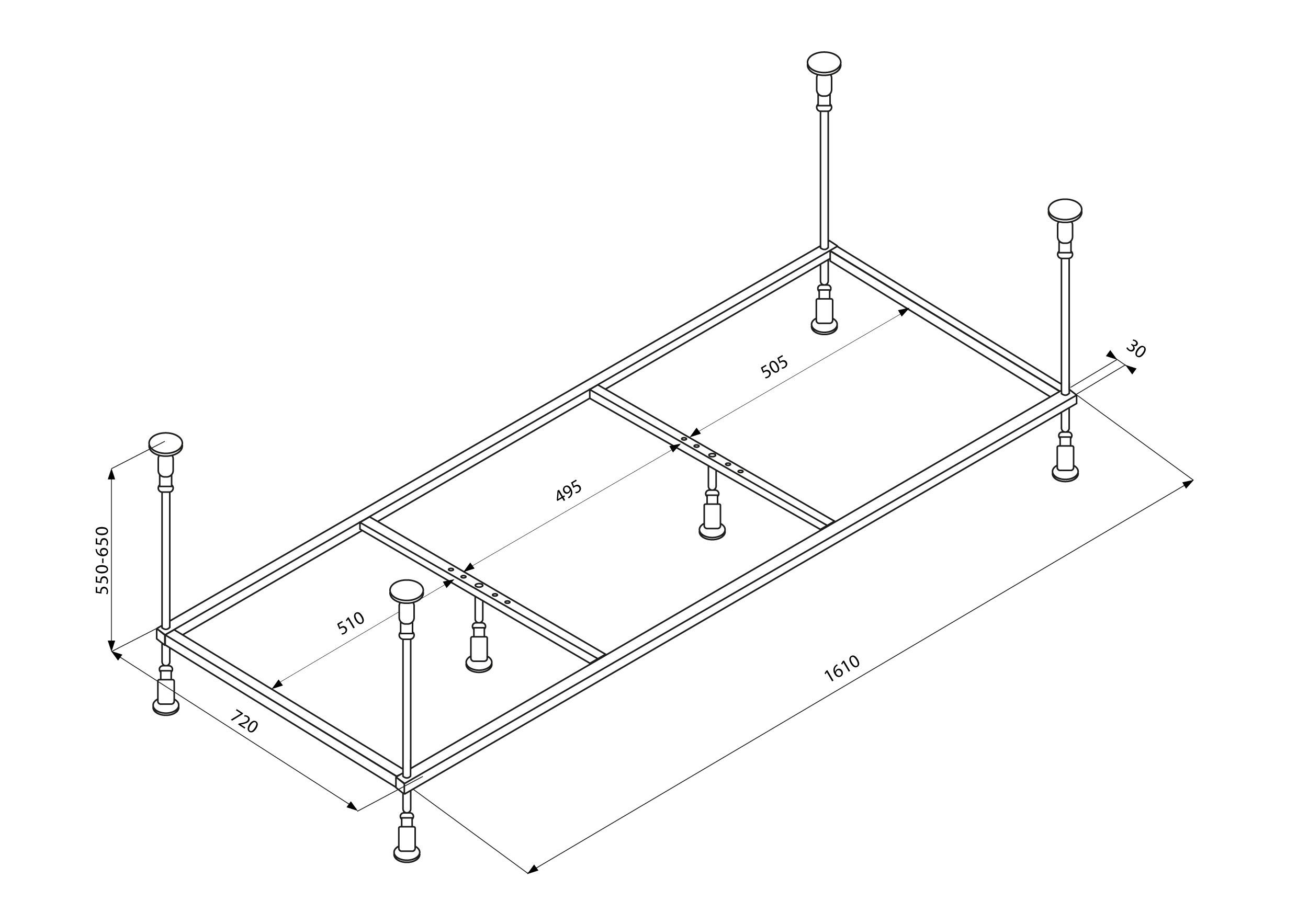 Veedi Каркас для ванны 170х75 в комплекте с крепежами