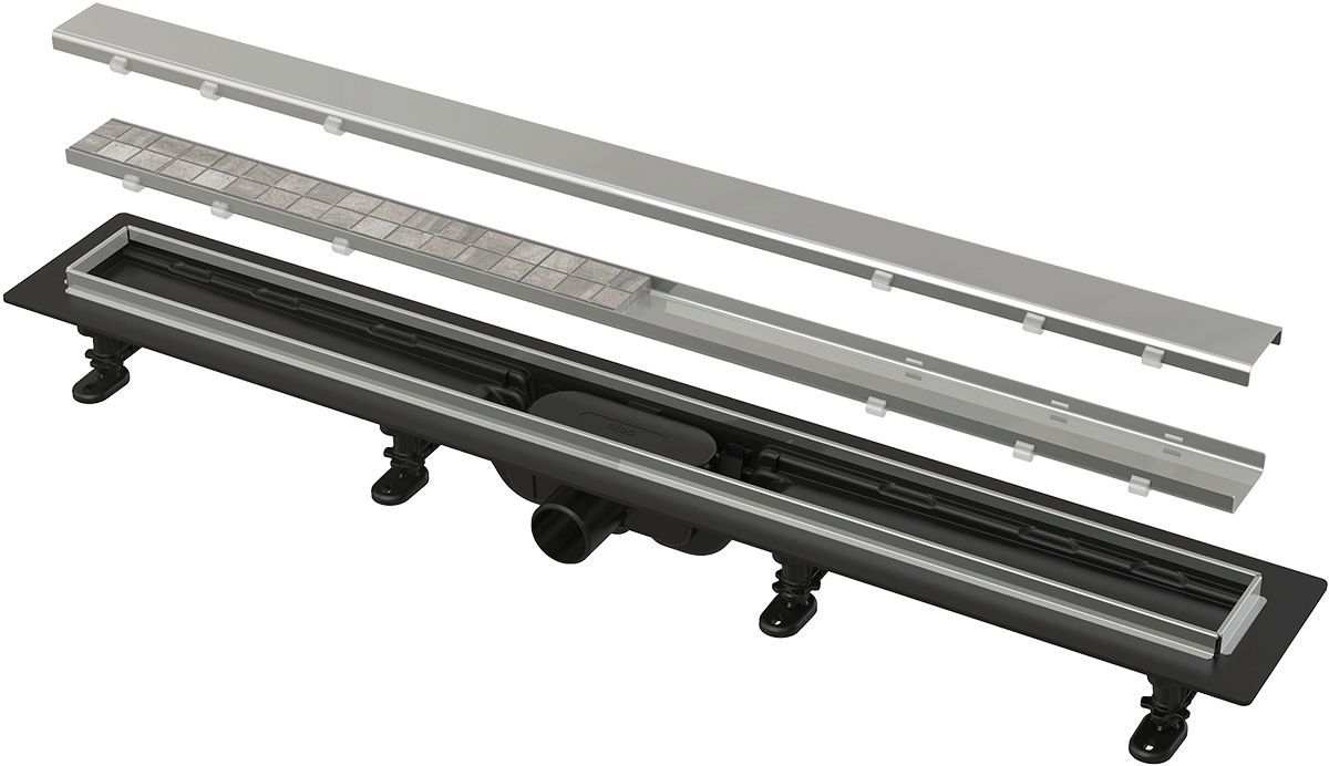 Водоотводящий желоб AlcaPlast Simple APZ20-950 335168 с порогами для двухсторонней решетки с рамкой