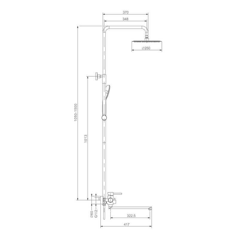 Душевая система Prohanss P31.24.05, сатин