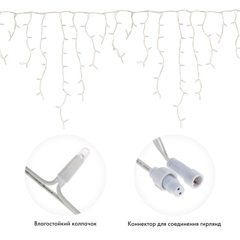 Гирлянда светодиодная "Айсикл" (бахрома) 5.6x0.9м 240LED син. 230В P67 эффект мерцания провод каучук бел. 2.3мм I нужен шнур 315-001 Neon-Night 255-263