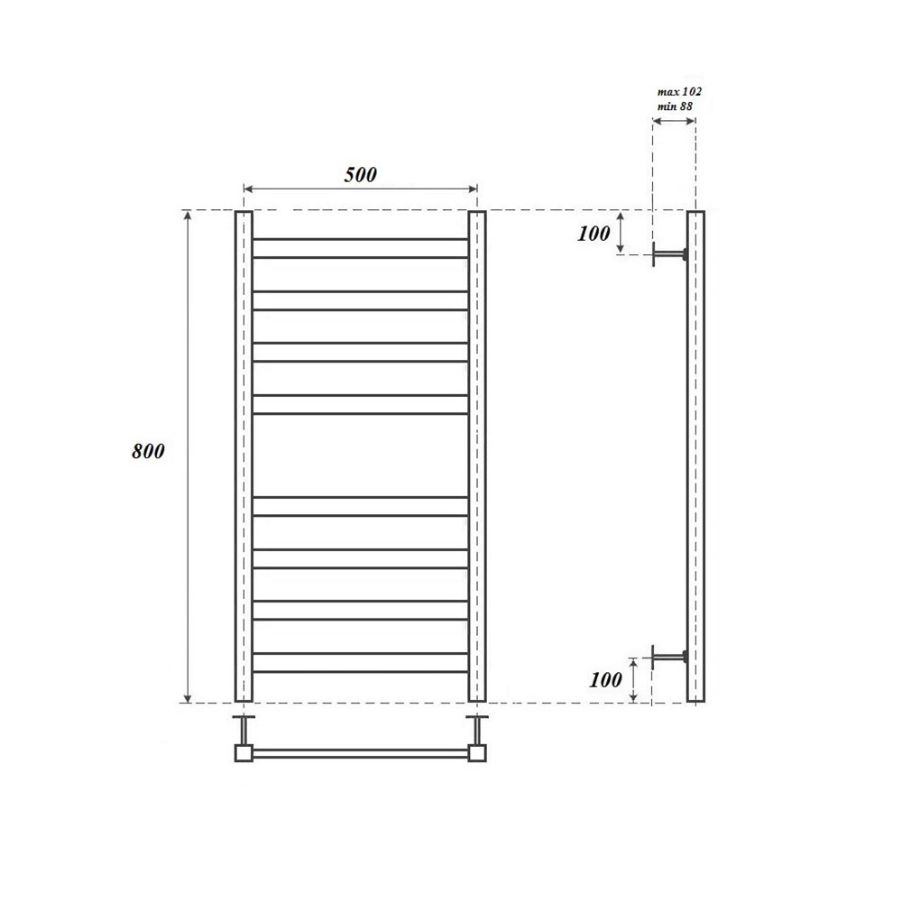 Полотенцесушитель электрический Point Меркурий PN83158BE П8 500x800 левый/правый, черный