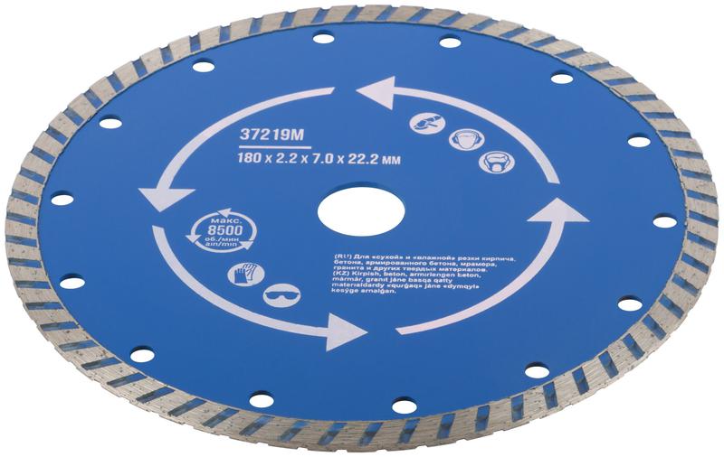 Диск отрезной алмазный Турбо 180х2.2х7х22.2мм сухая и влажная резка MOS 37219М