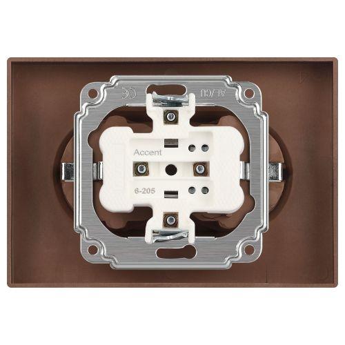 Розетка 2-м СП Accent 6-205-08 16А IP20 250В 2P+E Schuko AL/CU бронза Intro Б0063498