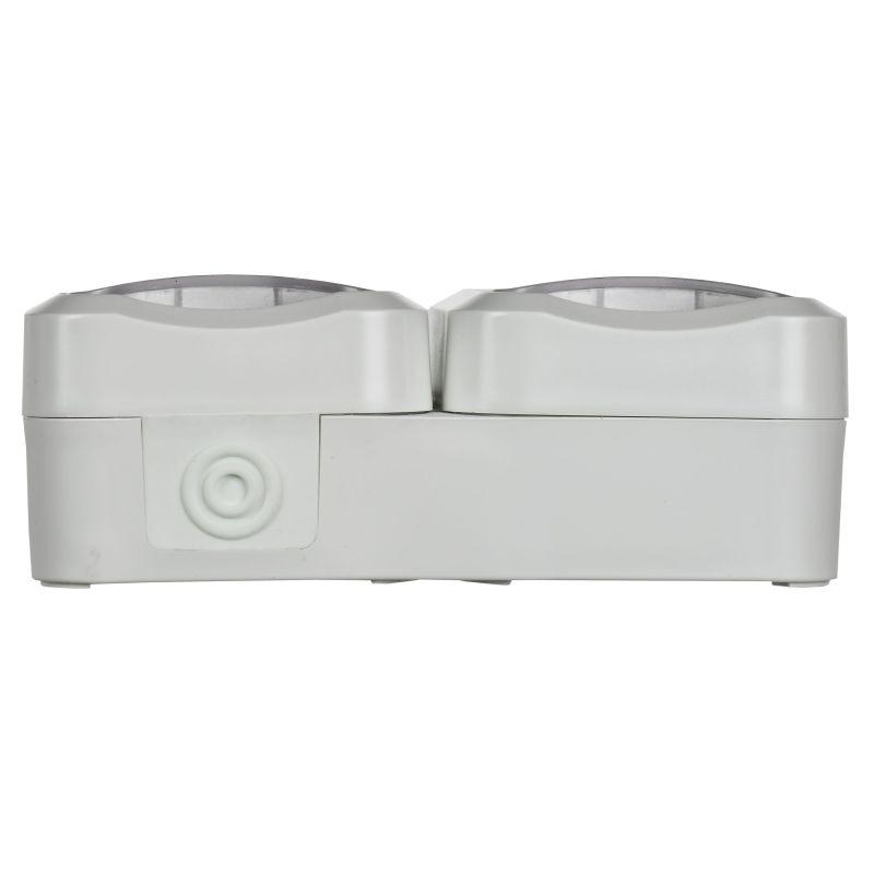 Розетка 2-м ОП TORS TS322 16А IP55 горизонт. с заземл. с крышкой бел. IEK TS-R26-16-55-G-K01