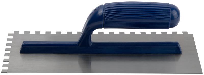 Гладилка стальная пластиковая ручка 280х130мм зубчатая зуб 8х8мм MOS 05118М