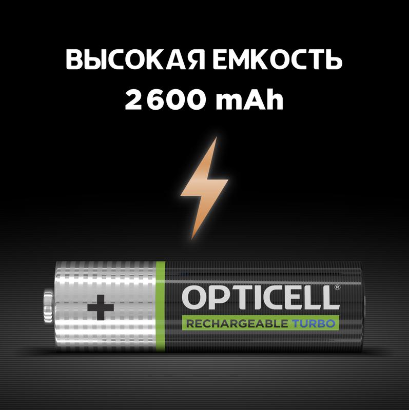 Аккумулятор AA/HR6 1.2В 2600мА.ч Ni-MH (блист. 4шт) Turbo Opticell 6080002
