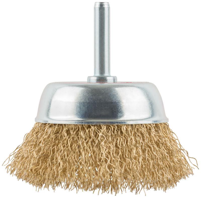 Корщетка чашечная со шпилькой стальная латунированная волнистая проволока 65мм КУРС 38467