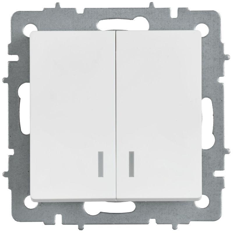 Выключатель 2-кл. СП BRITE ВС10-2-1-БрАБ 10А с индикацией механизм арктич. бел. IEK BR-V20-1-10-K91