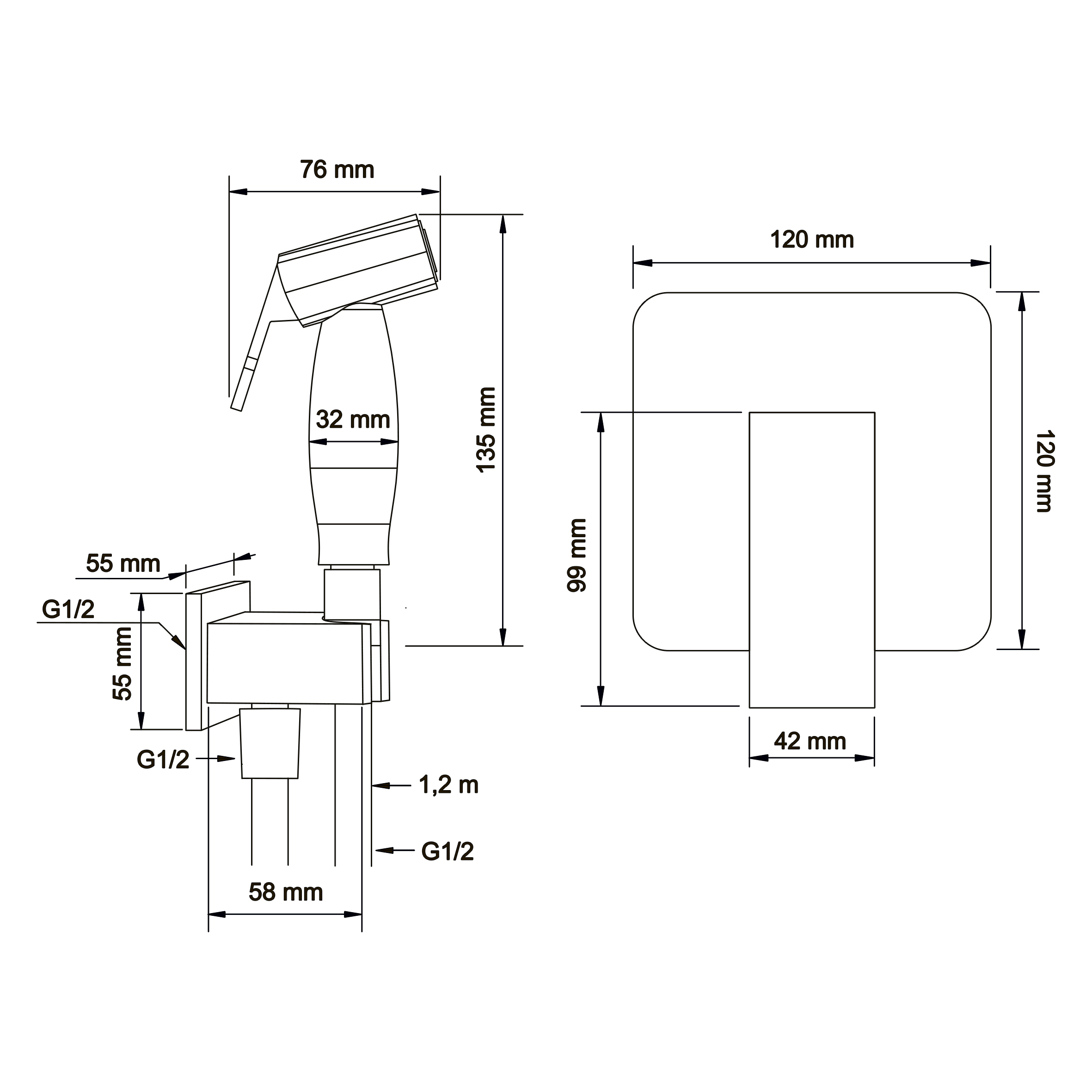 Гигиенический набор со встраиваемым смесителем Swedbe Platta 5549B