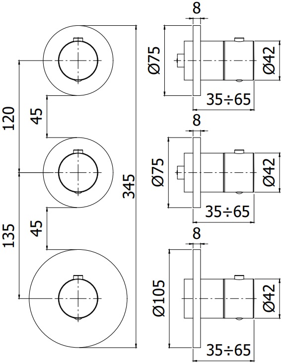 Смеситель для ванны с душем Paffoni Modular Box MDE018NO