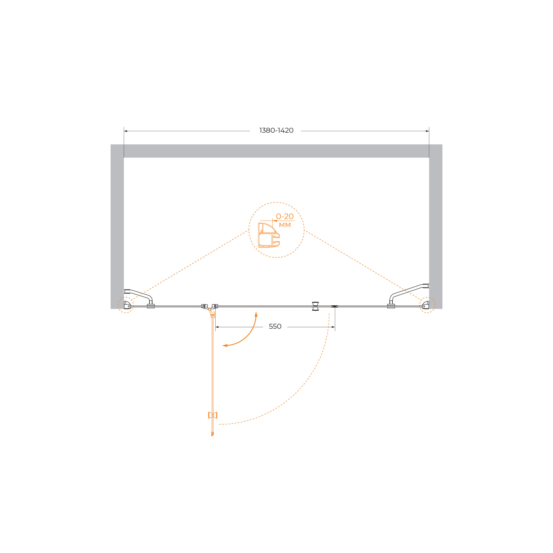 Душевая дверь CEZARES VERONA-W-B-13-40+60/40-P-Cr-L