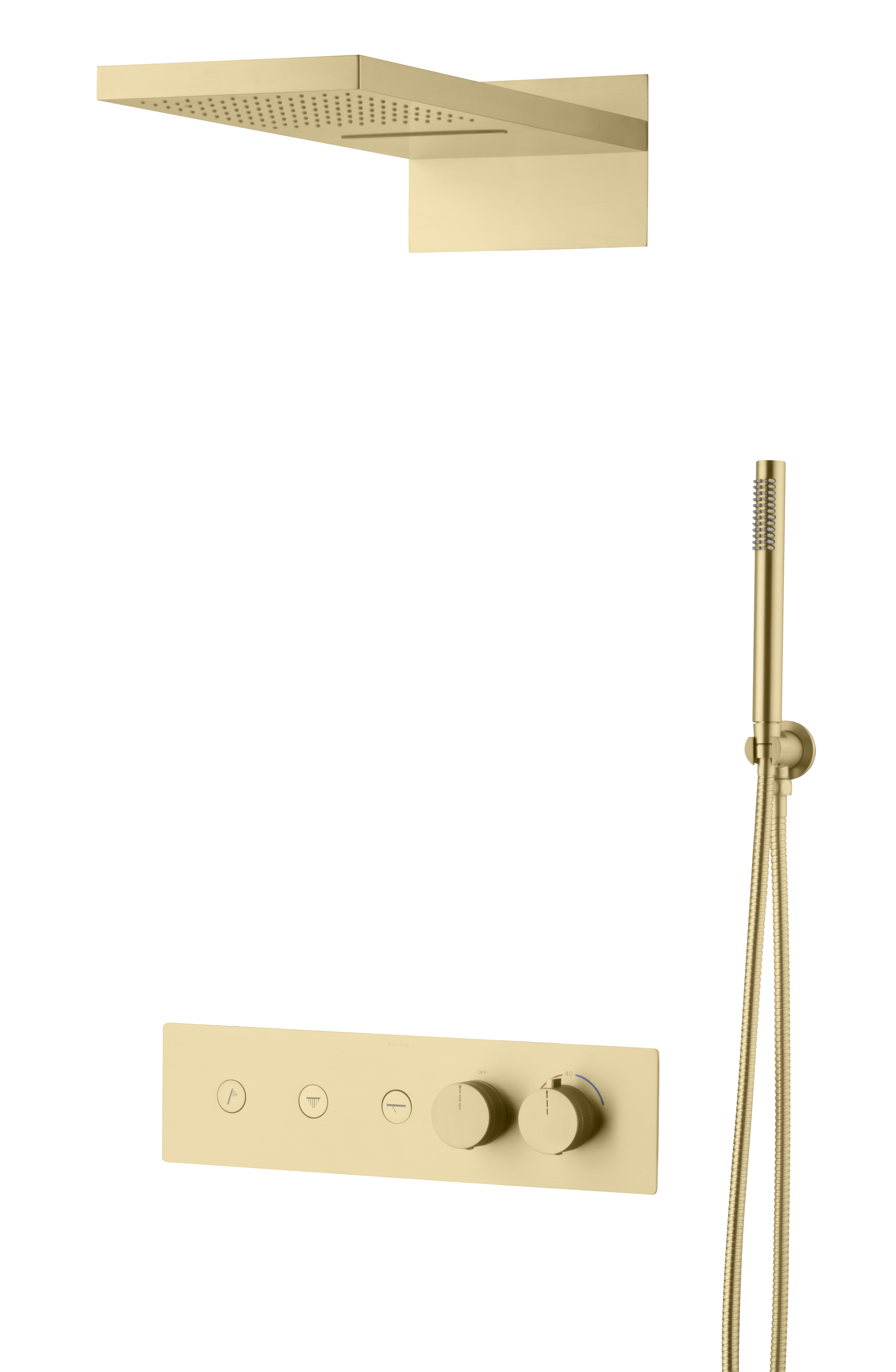 Встроенная душевая система FUSION, трехпозиционная Matt Gold с изливом